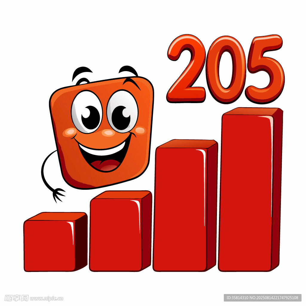 卡通角色与增长的柱状图