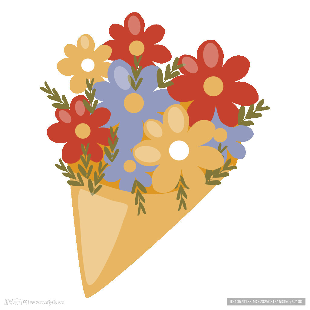 手绘多彩花束插画