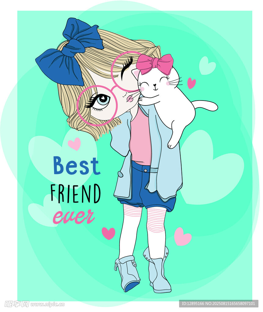 女孩与猫咪的温馨瞬间