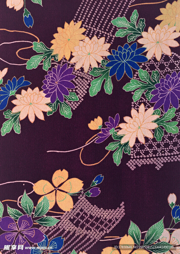 复古花卉图案布料纹理