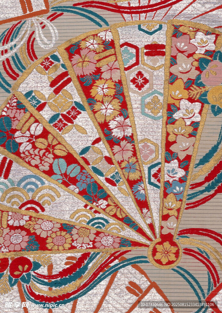 中式多彩扇形图案装饰画