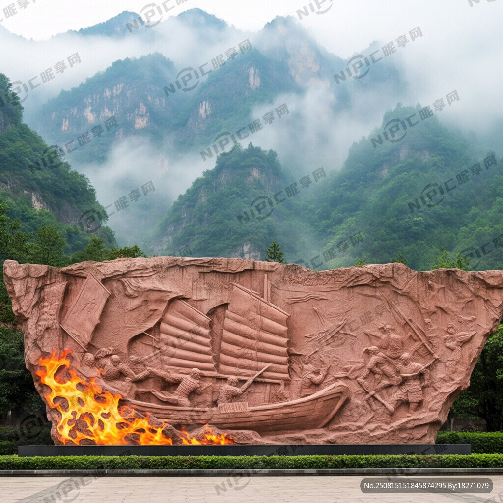 雕刻赤壁的浮雕石碑