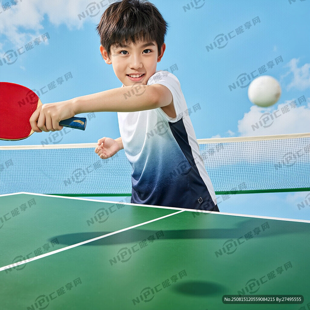 打兵兵球的少年特写