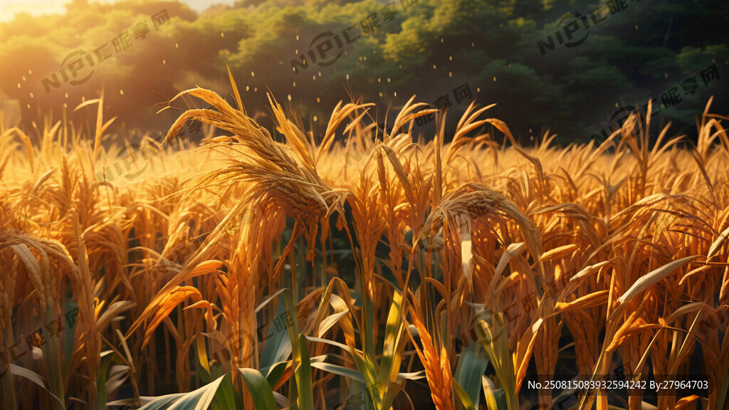 金黄玉米 水稻 田地