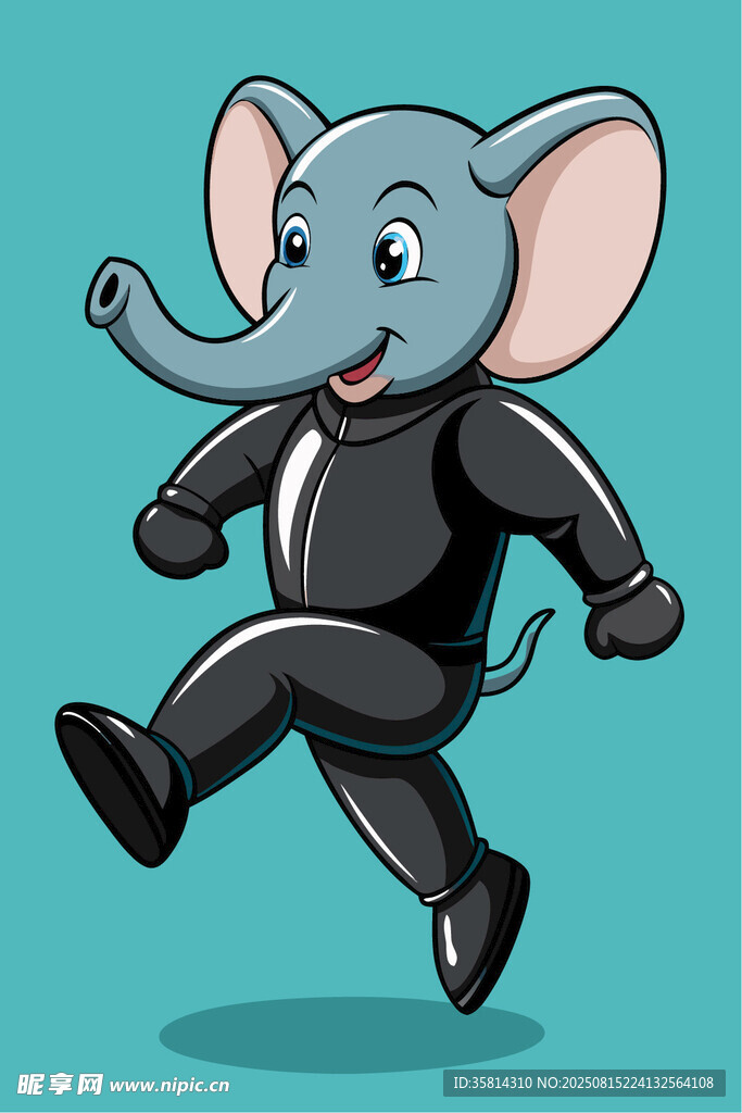 穿西装奔跑的快乐大象