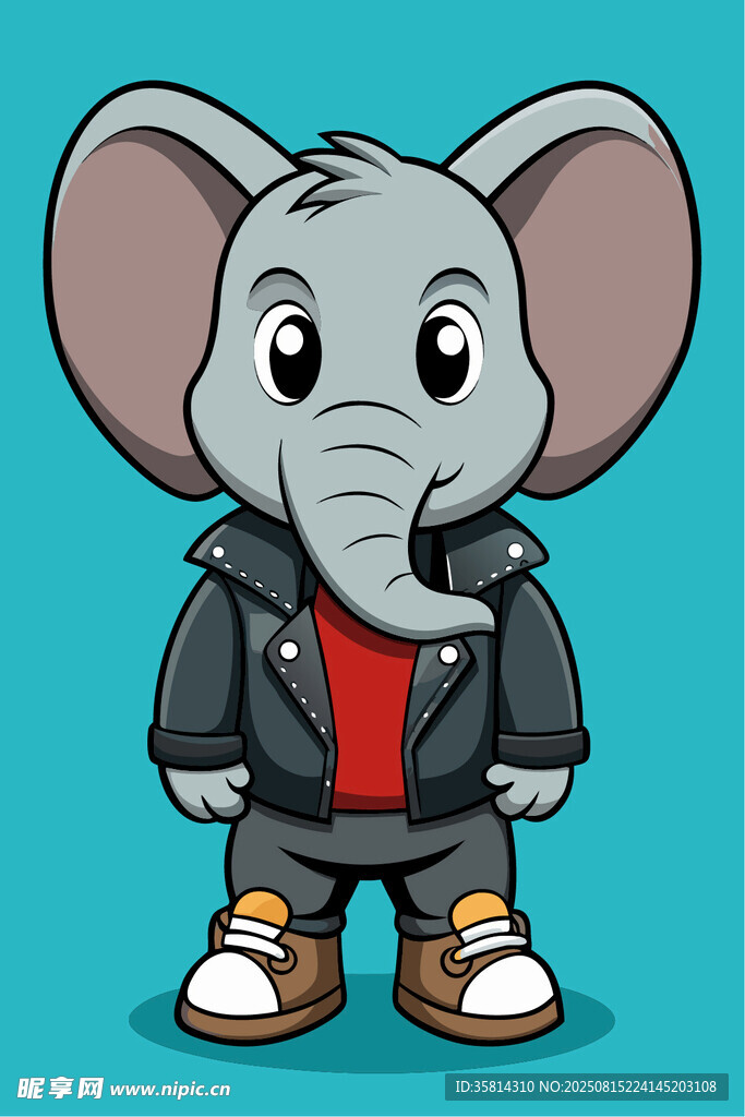 时尚装扮的卡通大象