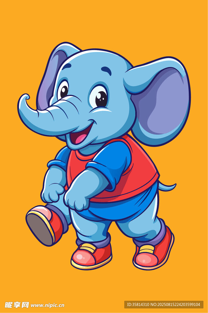 戴帽围巾的可爱小象