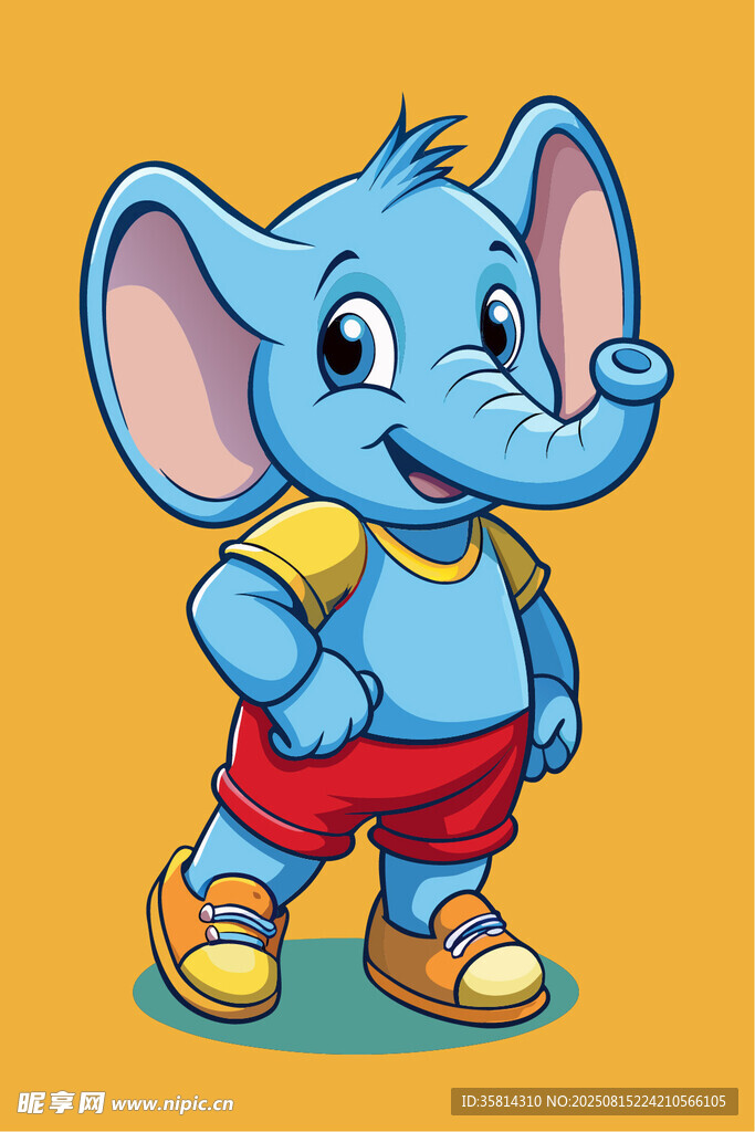 可爱蓝色小象卡通形象