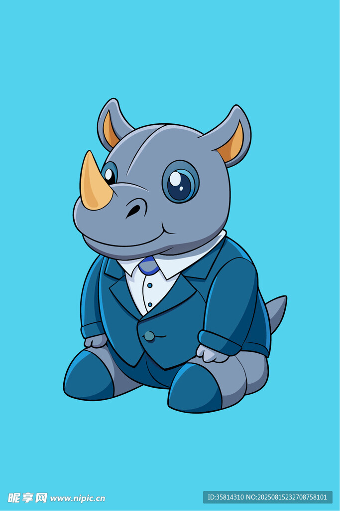 穿西装的可爱犀牛形象