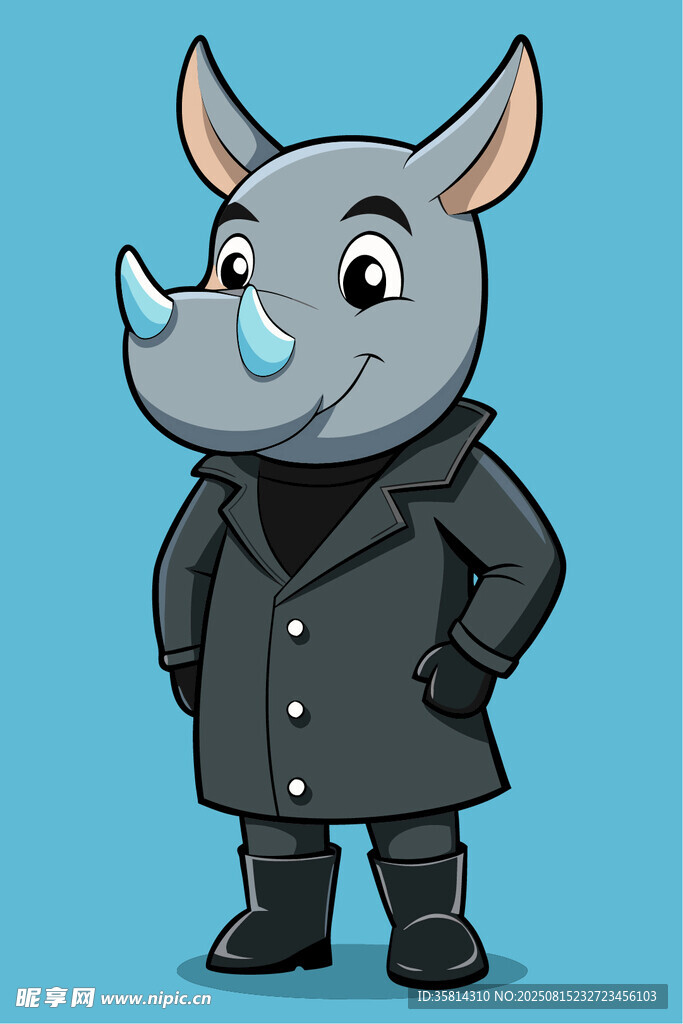 穿黑衣的犀牛卡通形象
