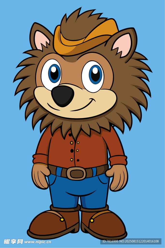 戴帽刺猬牛仔形象