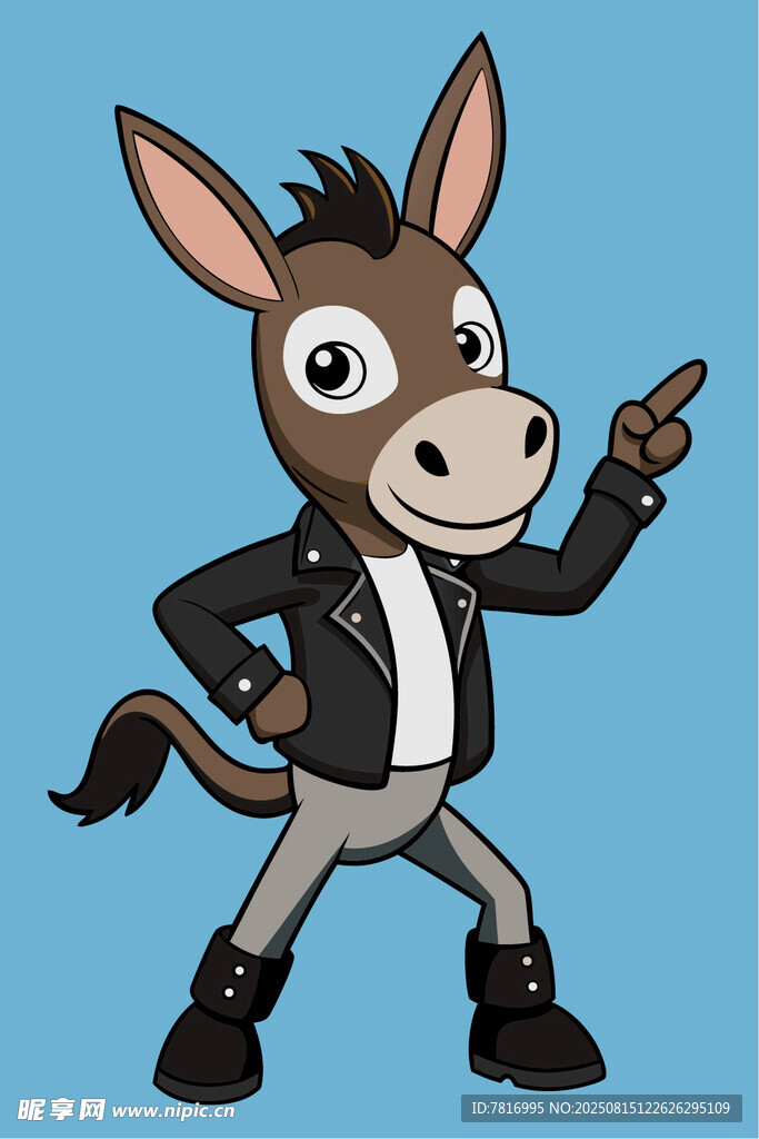 穿夹克的俏皮卡通驴
