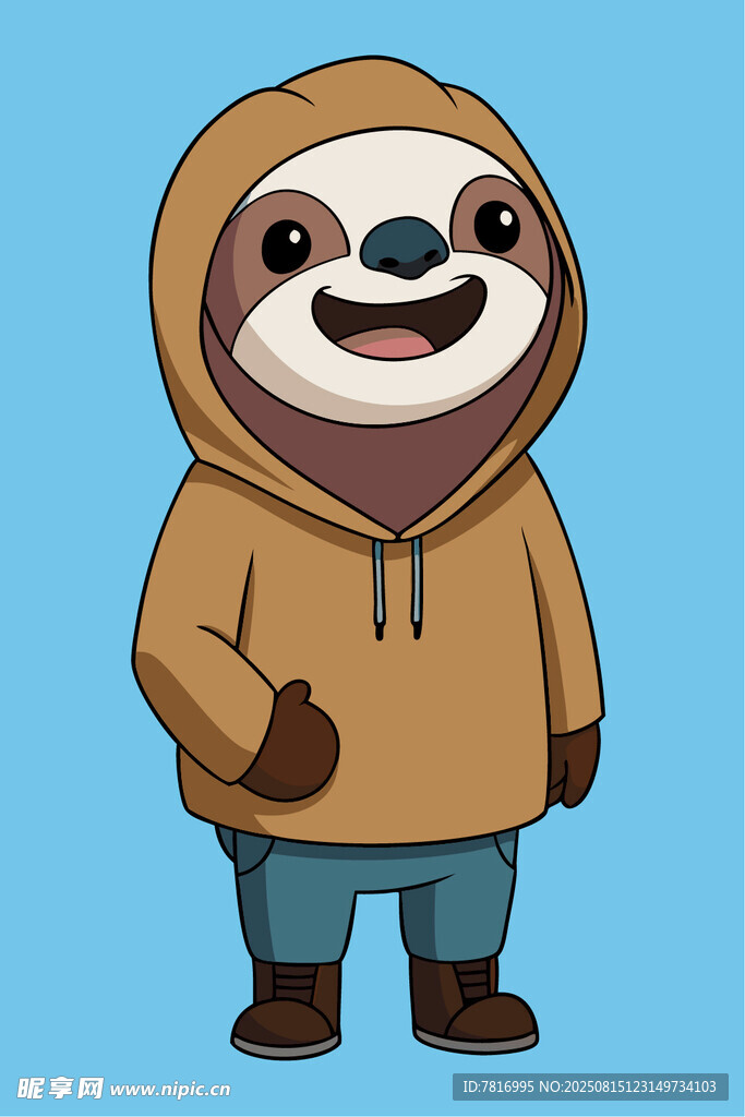 穿连帽衫的可爱树懒