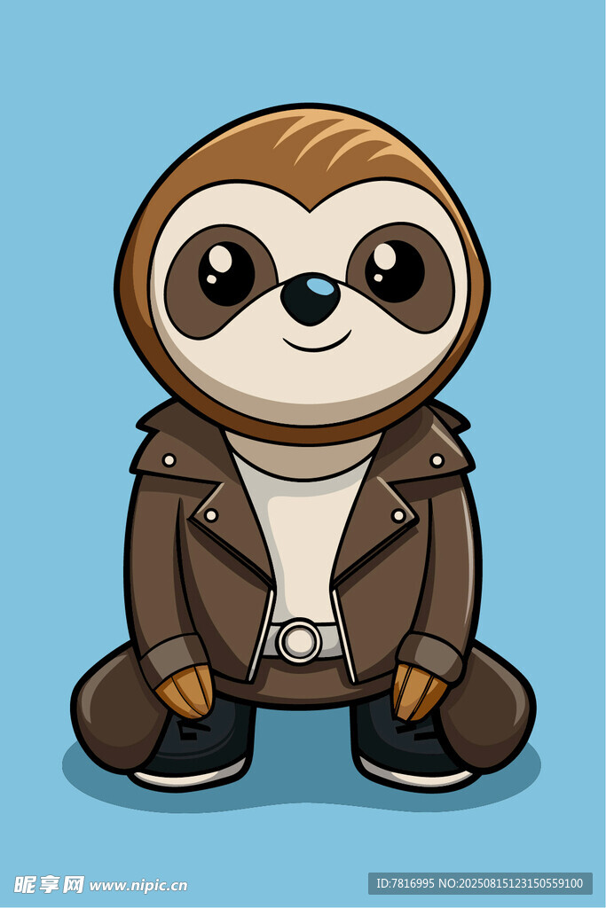 穿夹克的可爱树懒形象