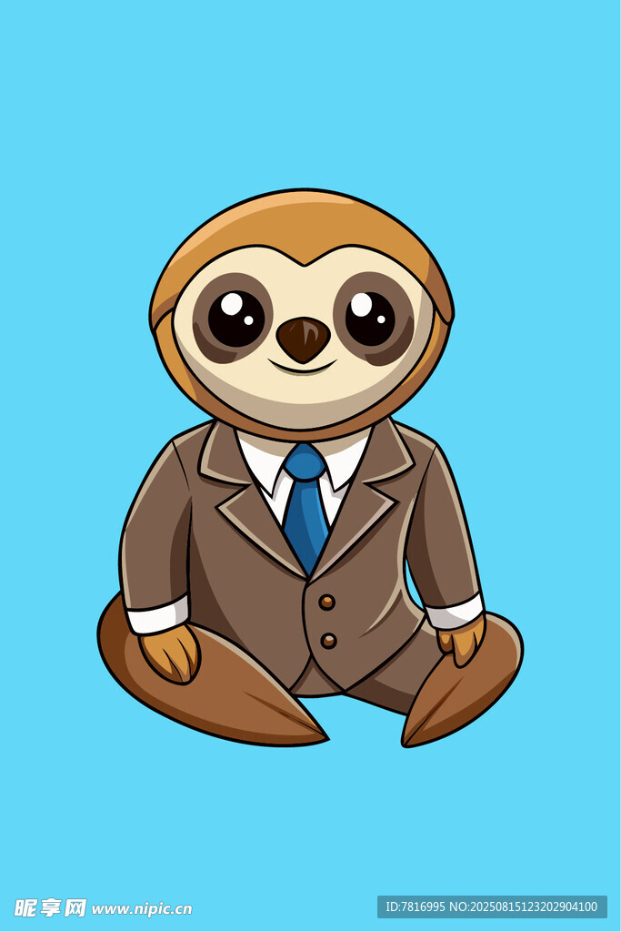 穿西装的可爱树懒形象