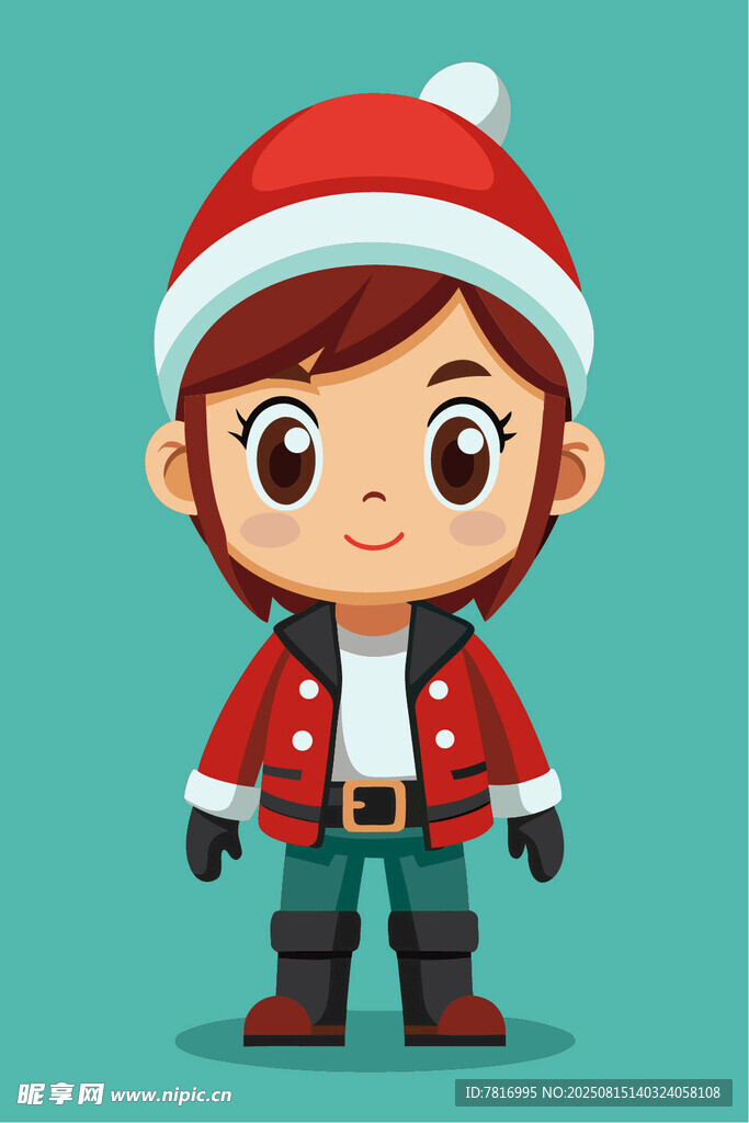 圣诞装扮的可爱卡通小孩