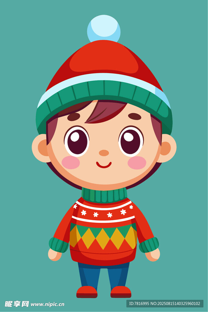 穿圣诞装的可爱小男孩