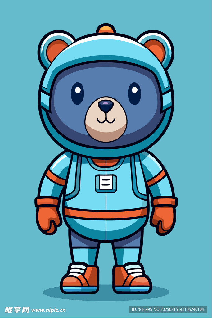 蓝色小熊宇航员形象