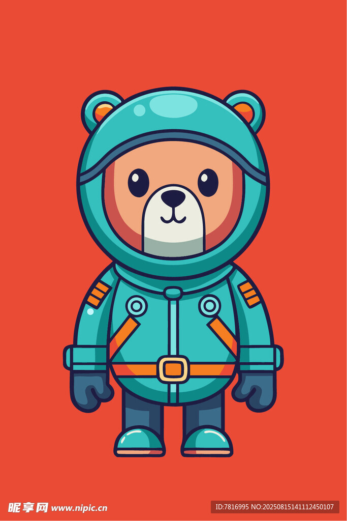可爱小熊宇航员形象