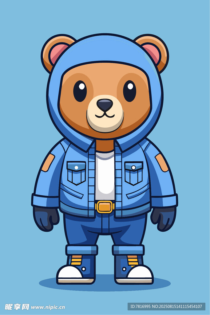 穿牛仔装的卡通小熊