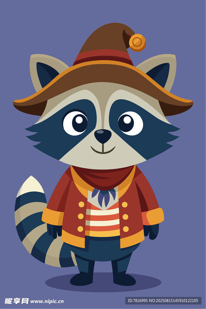 可爱浣熊扮成小巫师