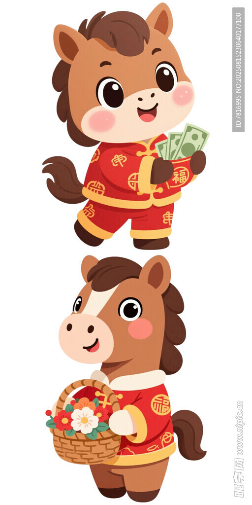 可爱小马贺岁形象展示