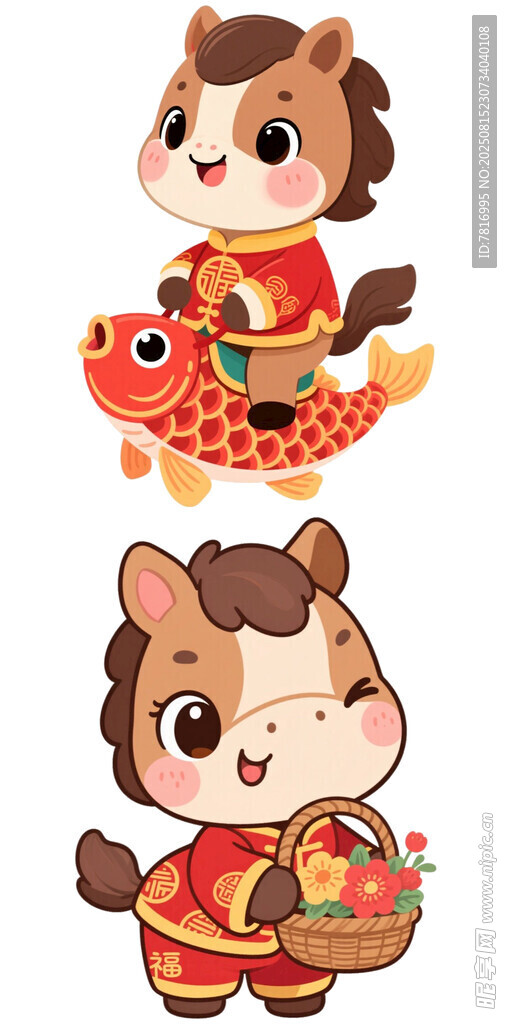 可爱萌趣生肖马年卡通形象