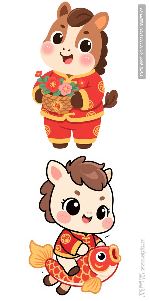 可爱生肖马卡通形象贺岁