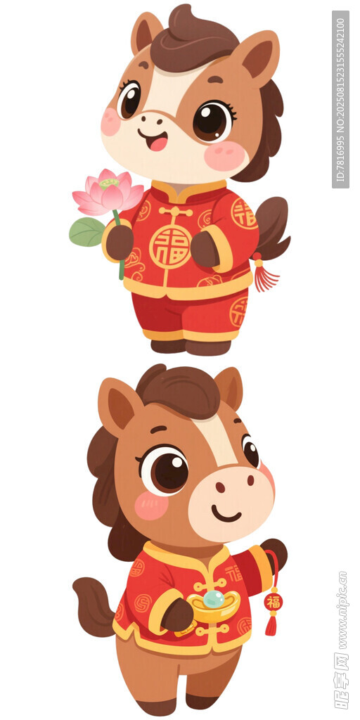 可爱小马贺岁卡通形象