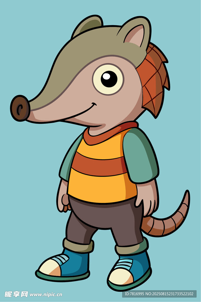 卡通刺猬形象穿着条纹衣