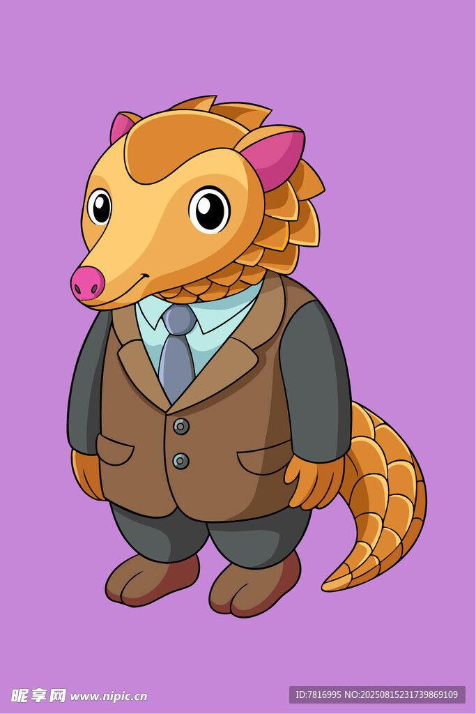 卡通穿山甲形象背着包裹