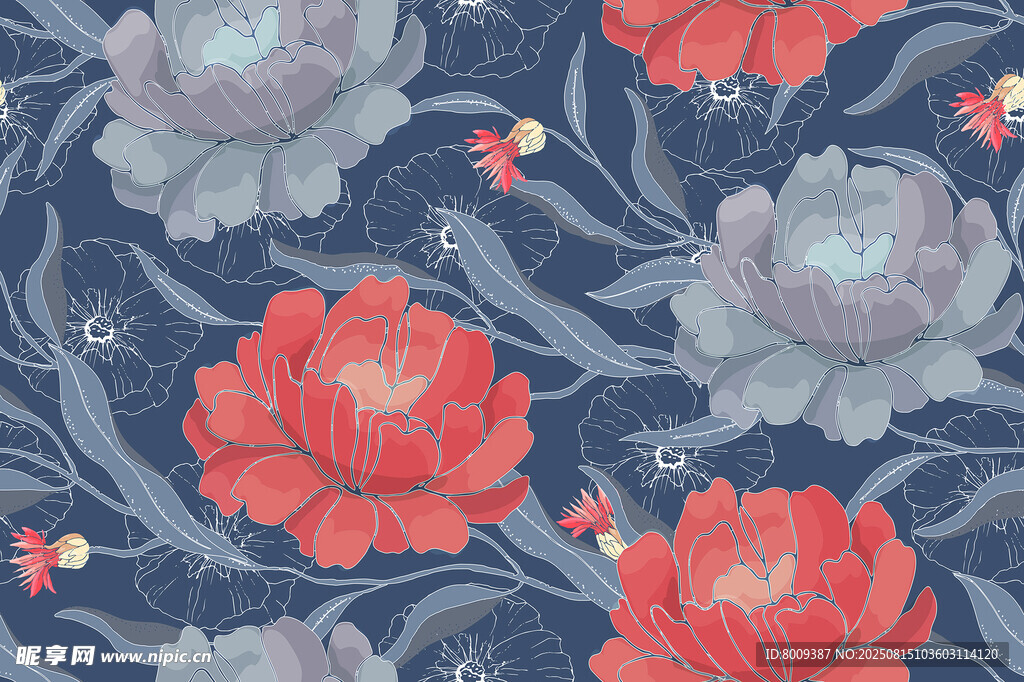 复古花卉图案优雅浪漫风