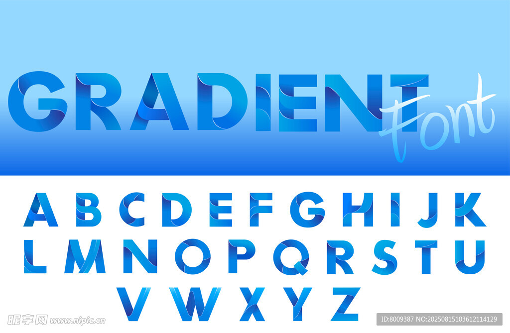 渐变英文字矢量元素