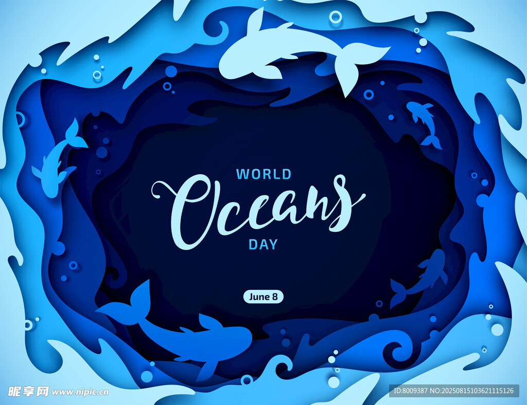 蓝色海洋主题插画设计