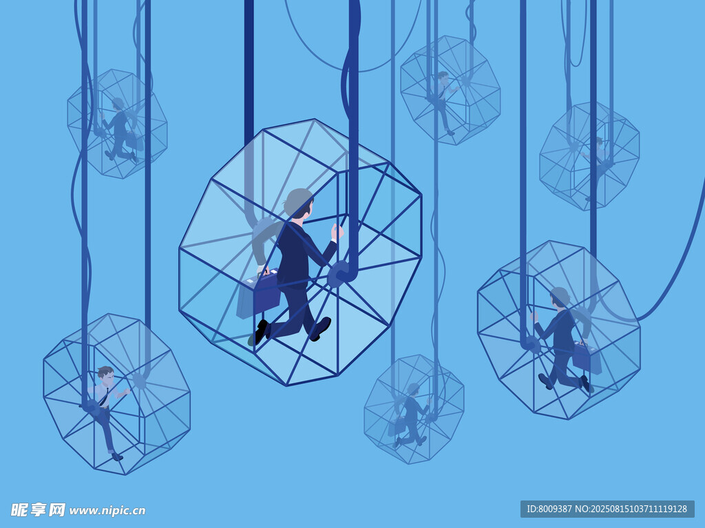 被困于几何空间的孤独身影