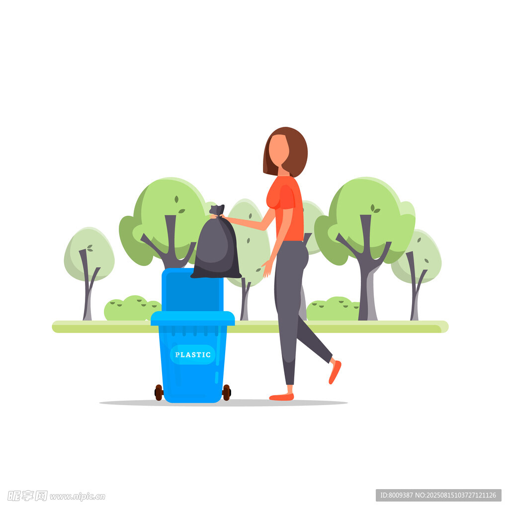 女子公园扔垃圾场景