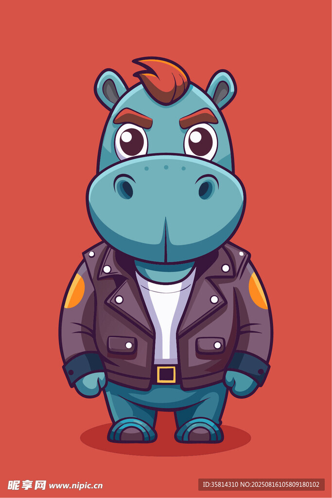 嘻哈风河马卡通形象