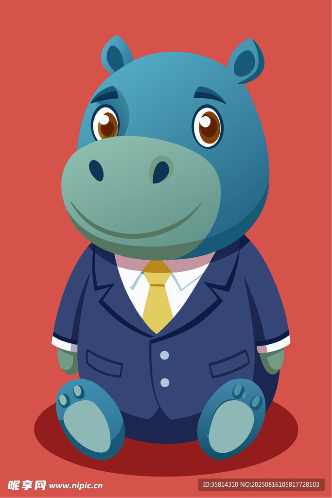 穿西装的河马卡通形象