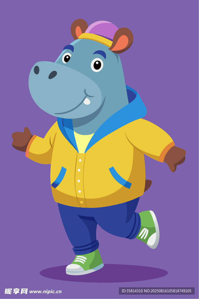 跳舞的河马卡通形象