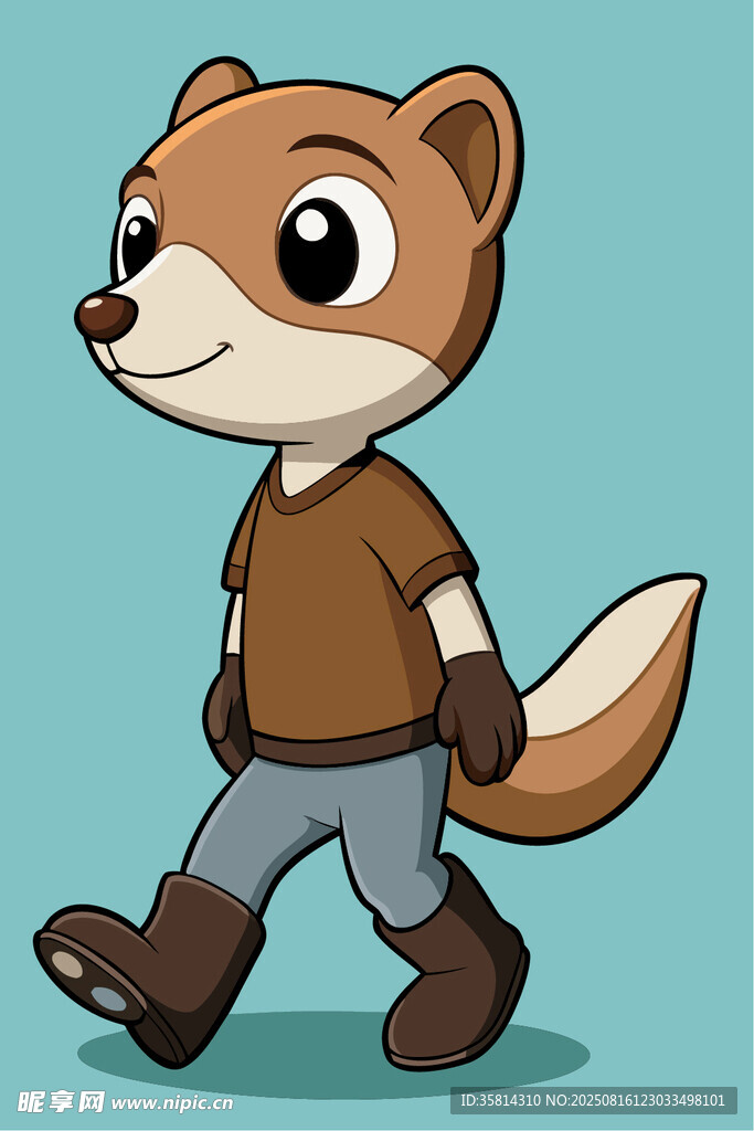 行走的卡通小狐狸