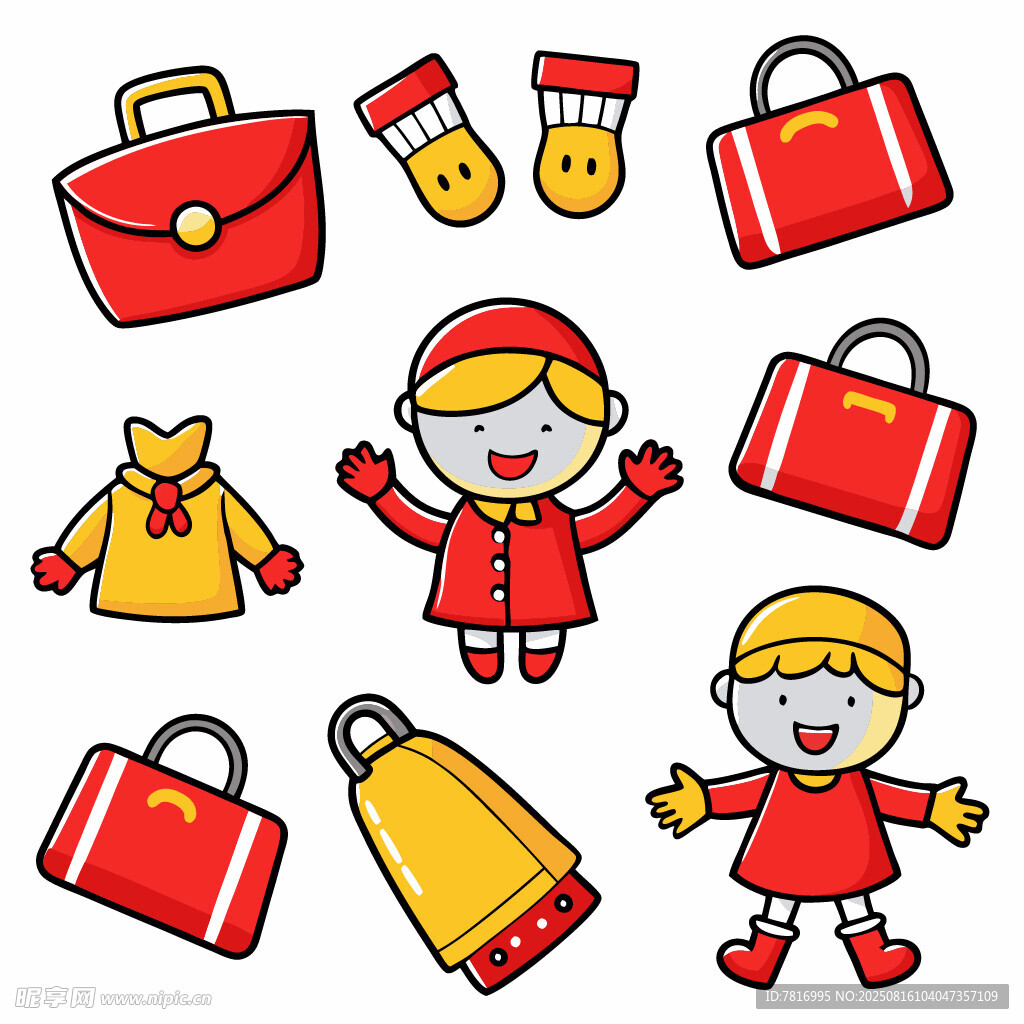 男孩与多彩雨靴集合