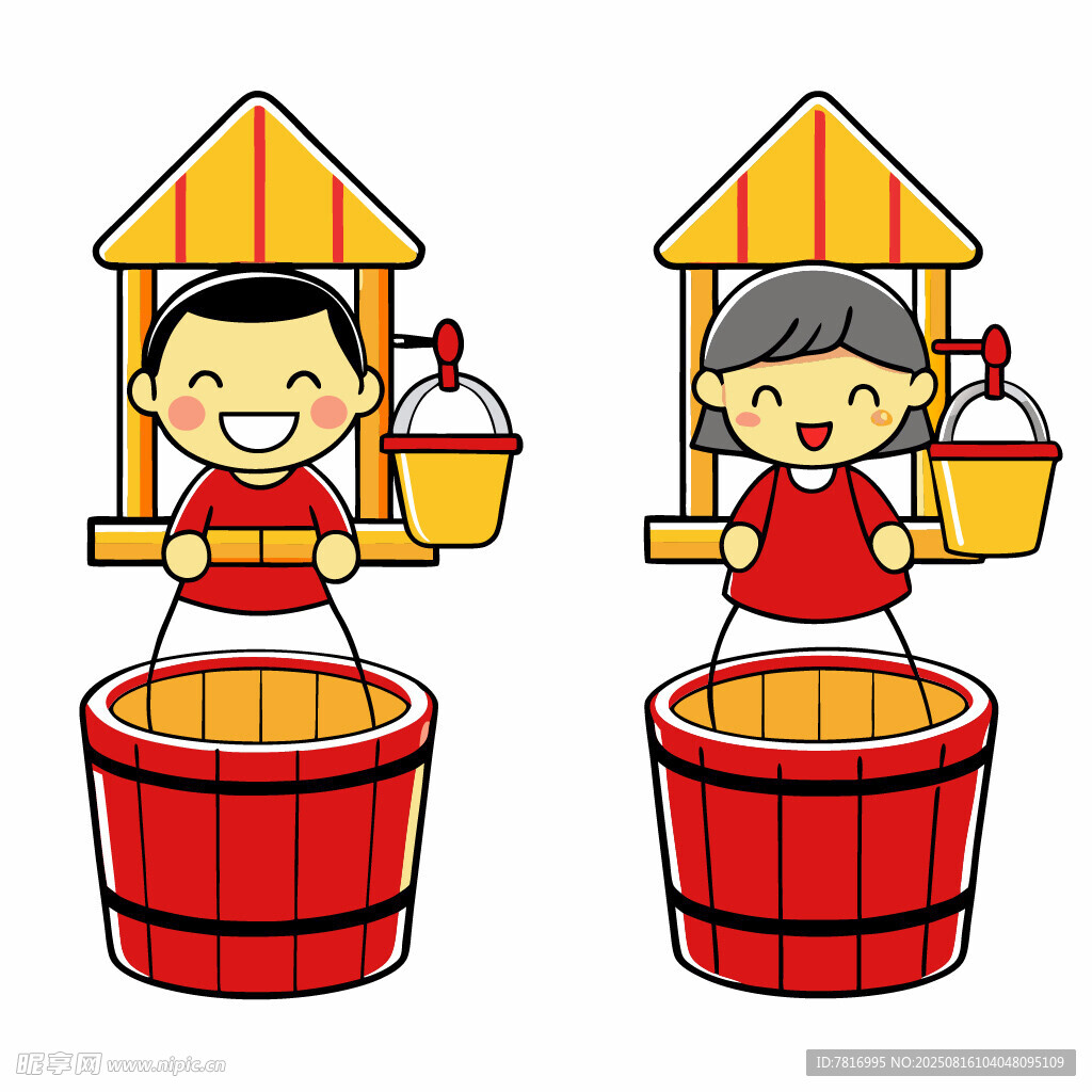 传统木桶沐浴欢乐场景