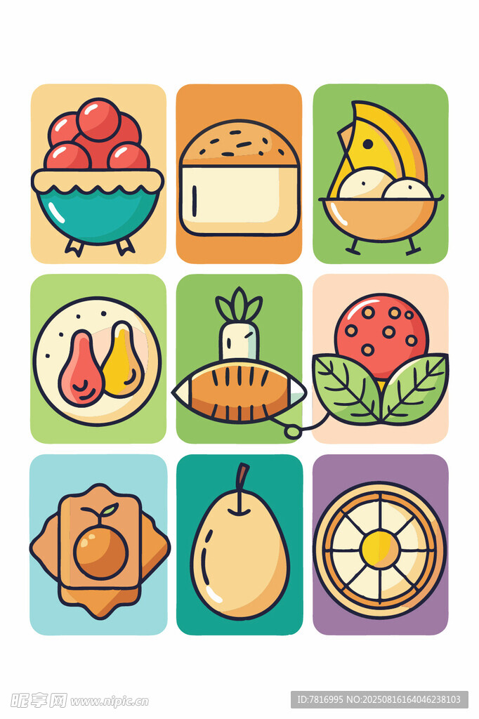多彩食物图标集合