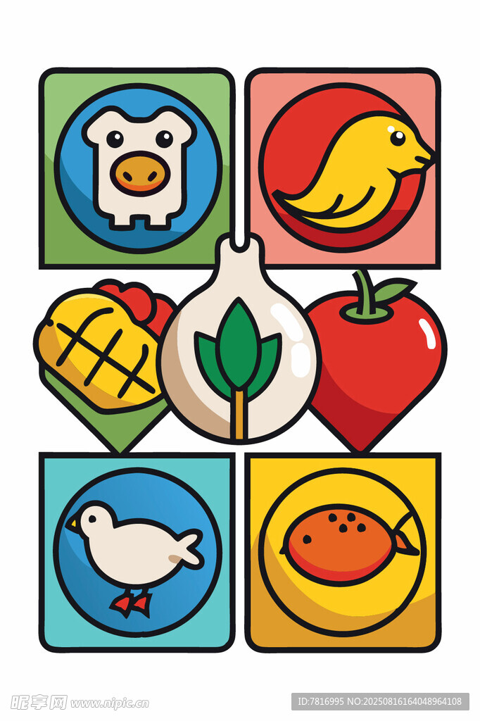 卡通动植物图标集合