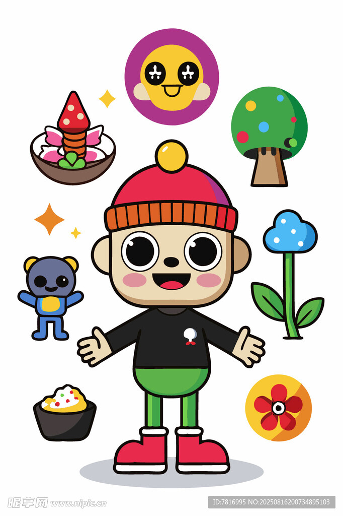 卡通萌娃与周边可爱元素