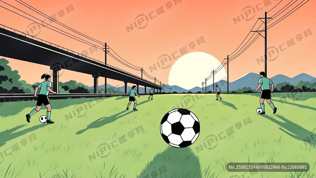 夕阳下在铁路旁