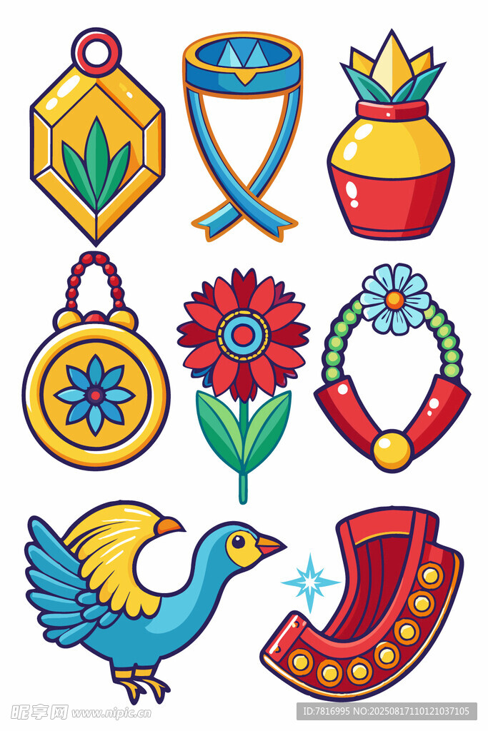 多彩传统饰品与动物图案