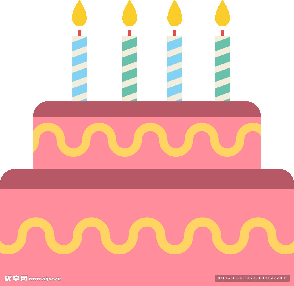 两层生日蛋糕插着蜡烛