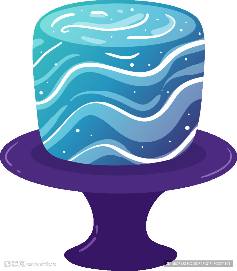 蓝色波浪纹卡通蛋糕