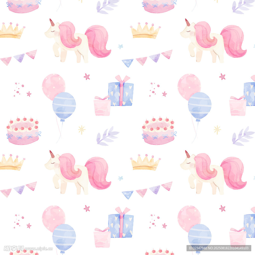 卡通生日底纹图案